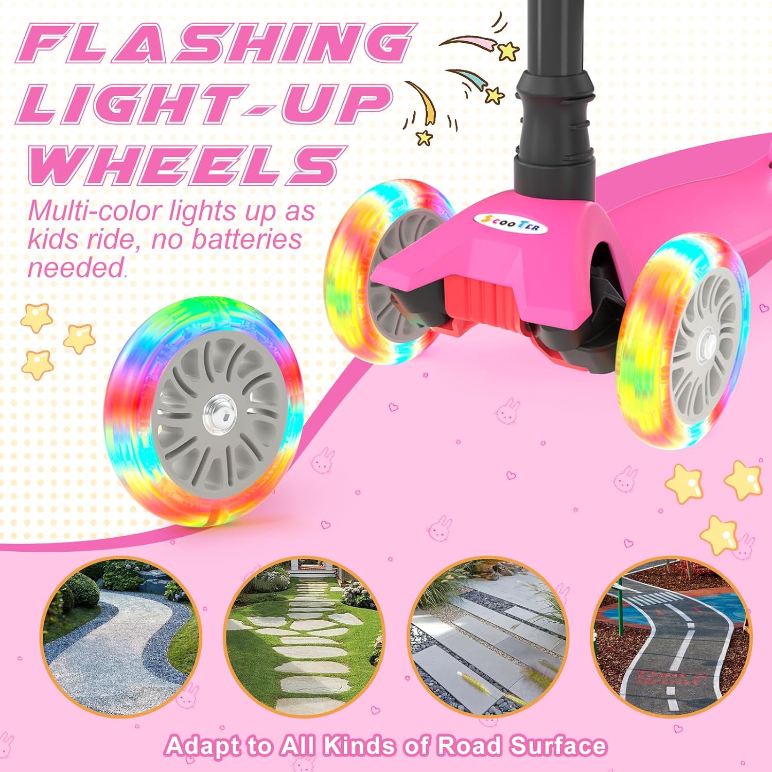 Thumbnail 2 de KORIMEFA 3 Wheel Kids Scooter (Age 3-12) with Adjustable Height, Light-up Wheels and Lean-to-Steer