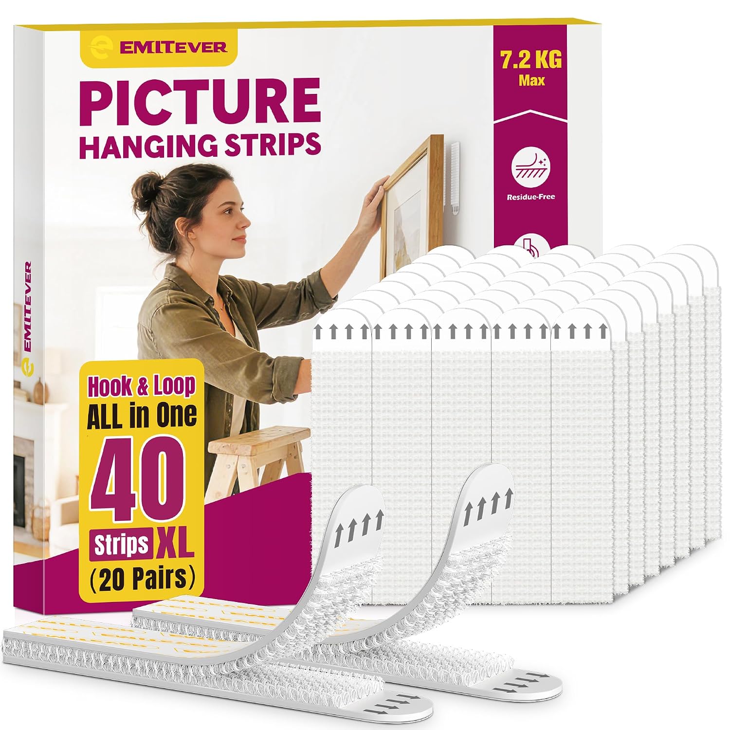 Detalle de Emitever Picture Hanging Strips 20 Pairs for Frames 🖼