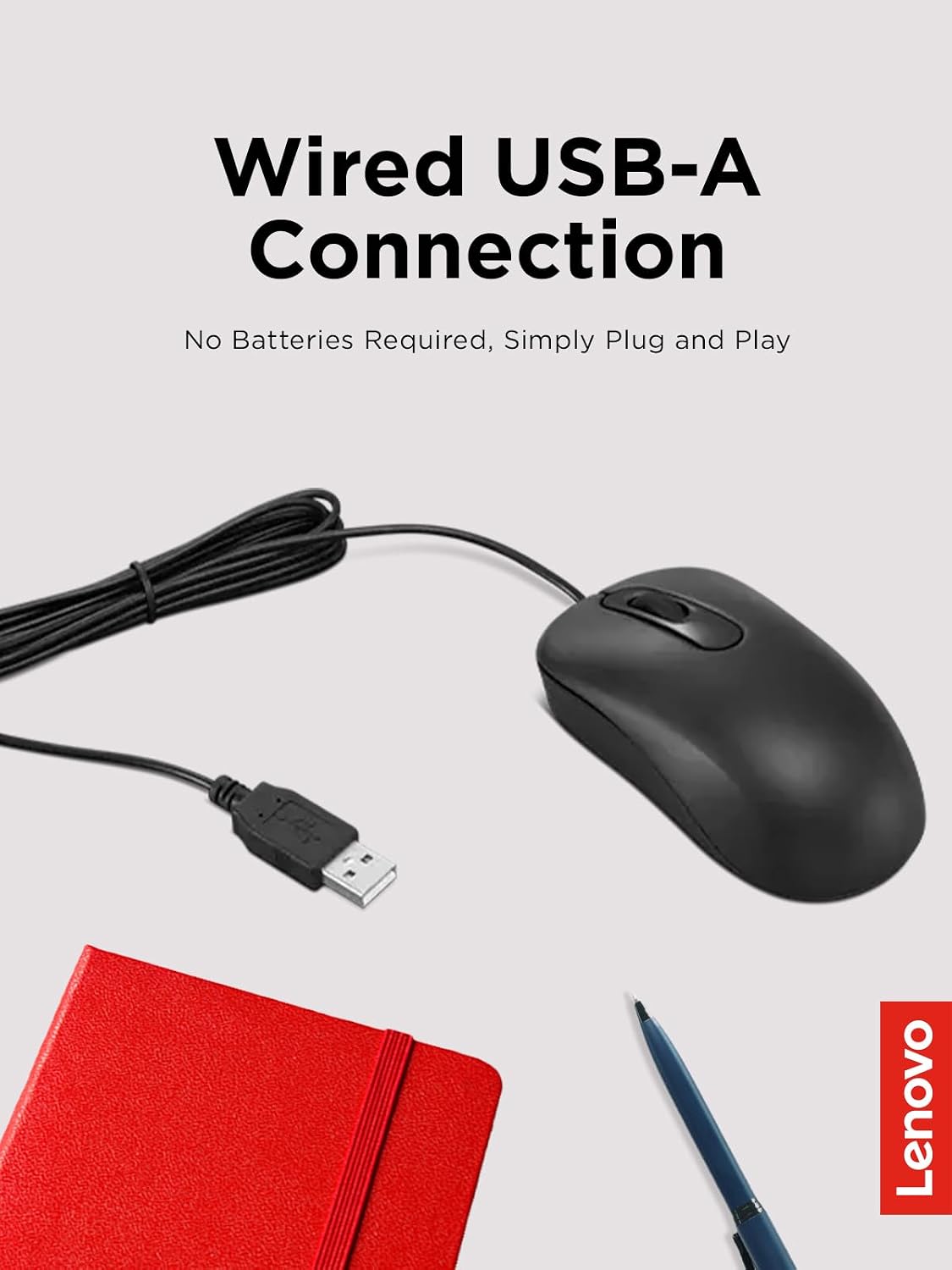 Detalle de Lenovo wired USB mouse, full-size