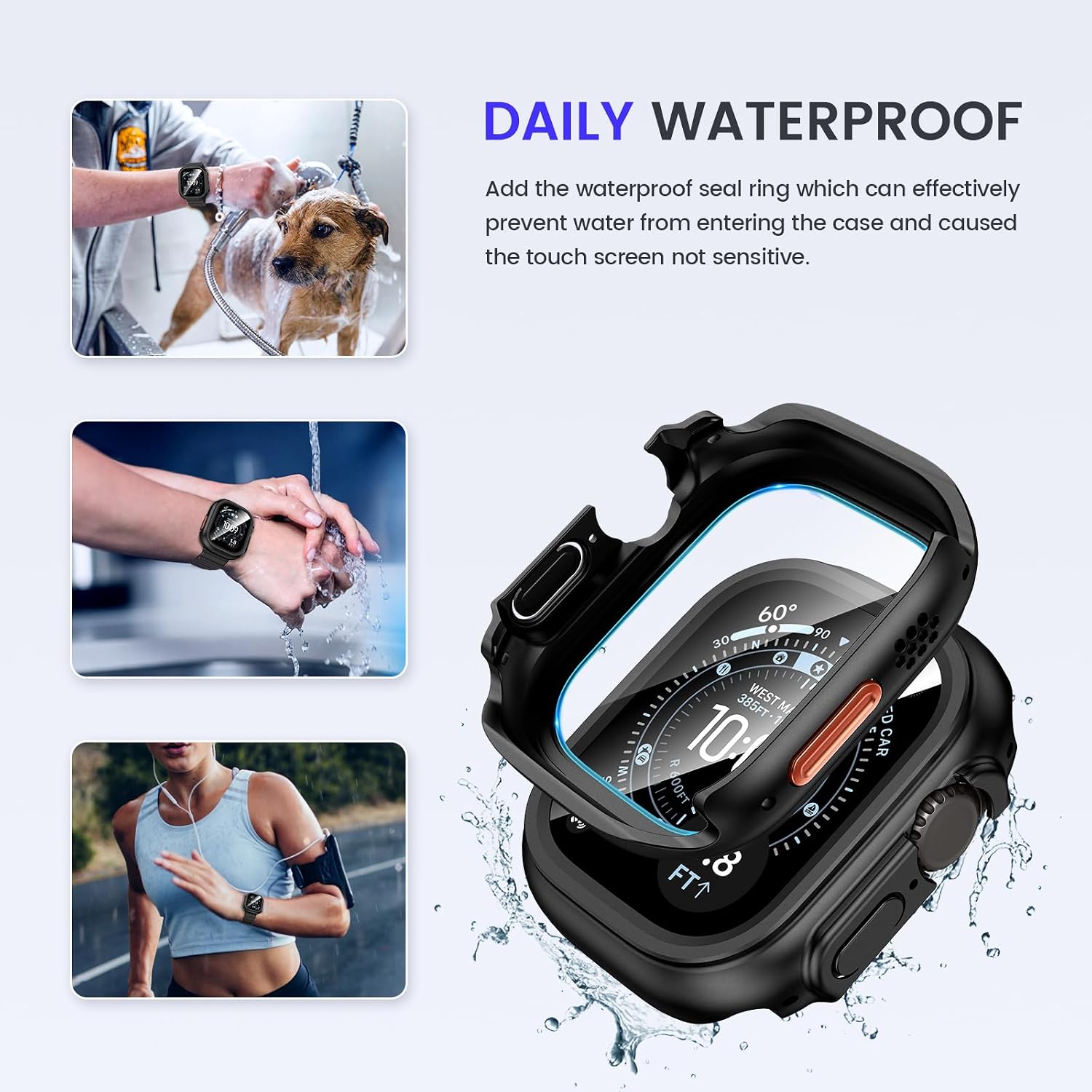 Detalle 2 de Kamita Waterproof Case for Apple Watch Ultra 3/2/1 49mm with Built-In Screen Protector