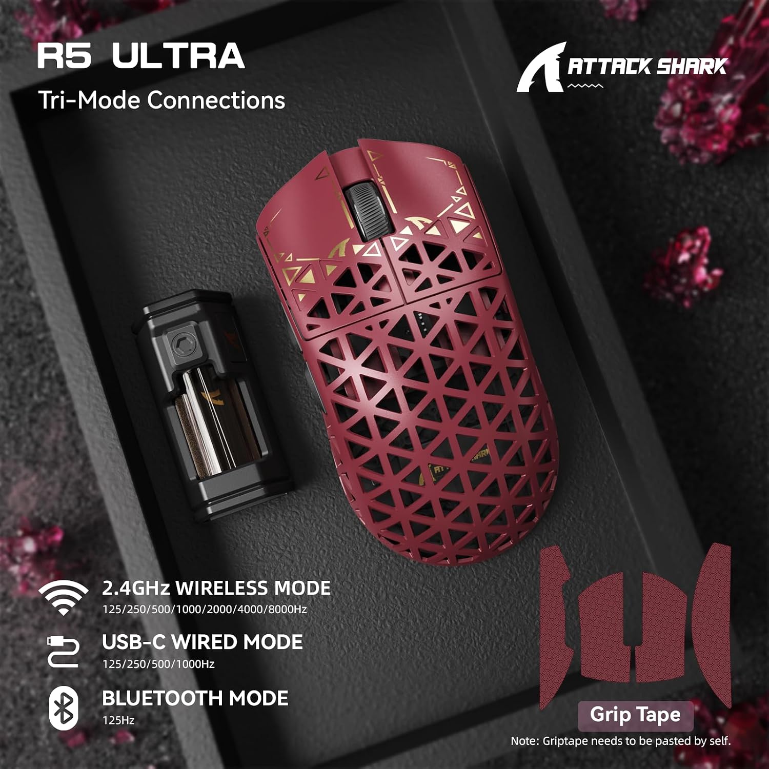 Detalle 2 de ATTACK SHARK R5 Ultra Gaming-Maus 39 g