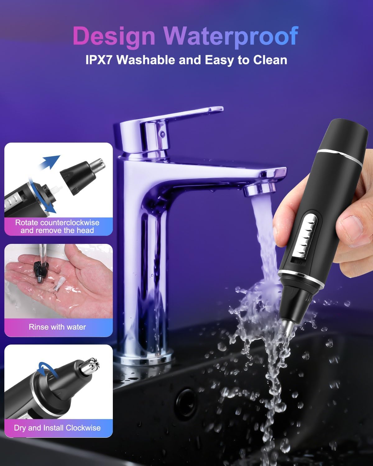 Thumbnail 5 de Nose Hair Trimmer Rechargeable 1 IPX7 waterproof ✂