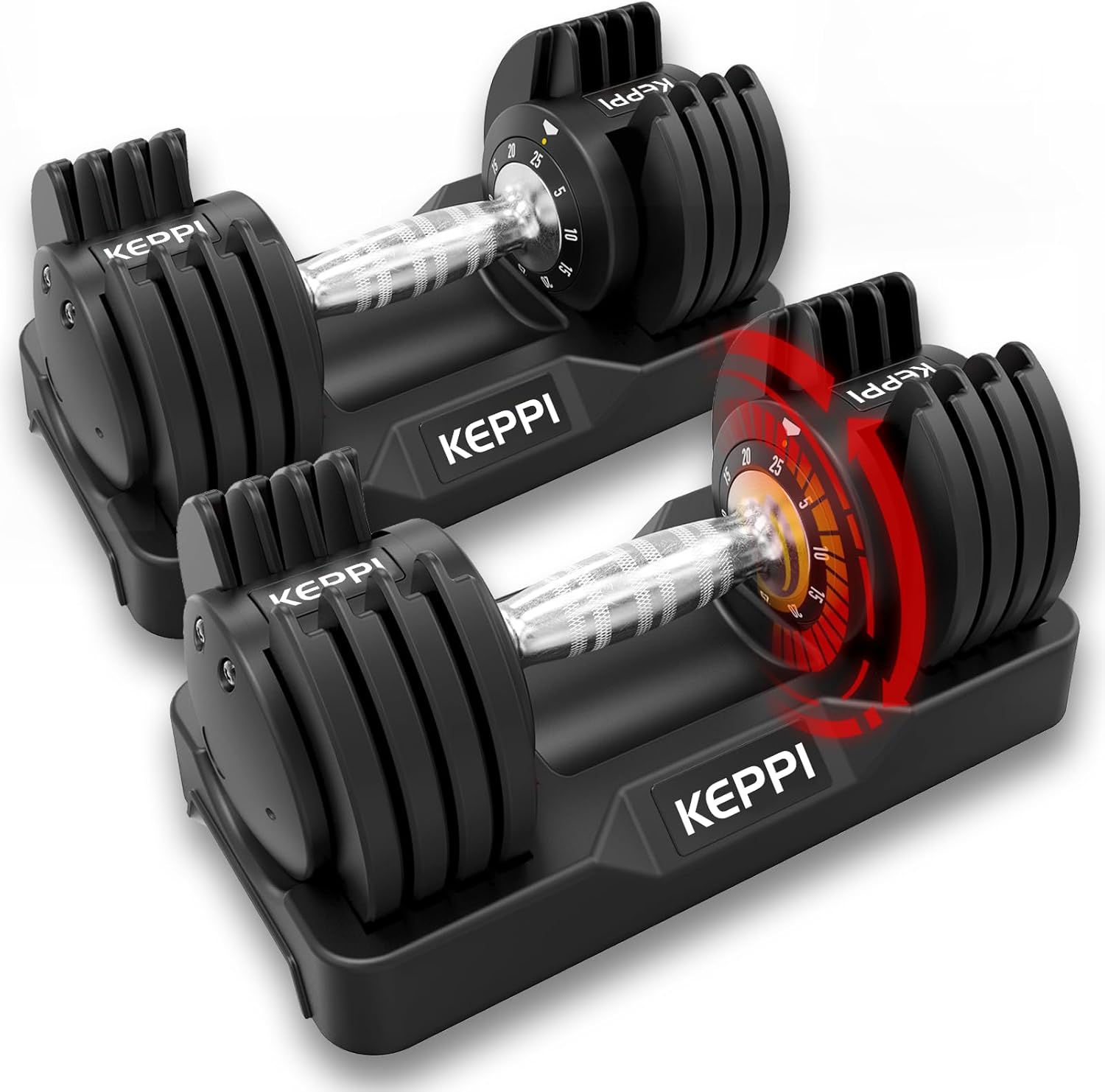 Detalle de Keppi Adjustable Dumbbells 25–60 lb 🏋