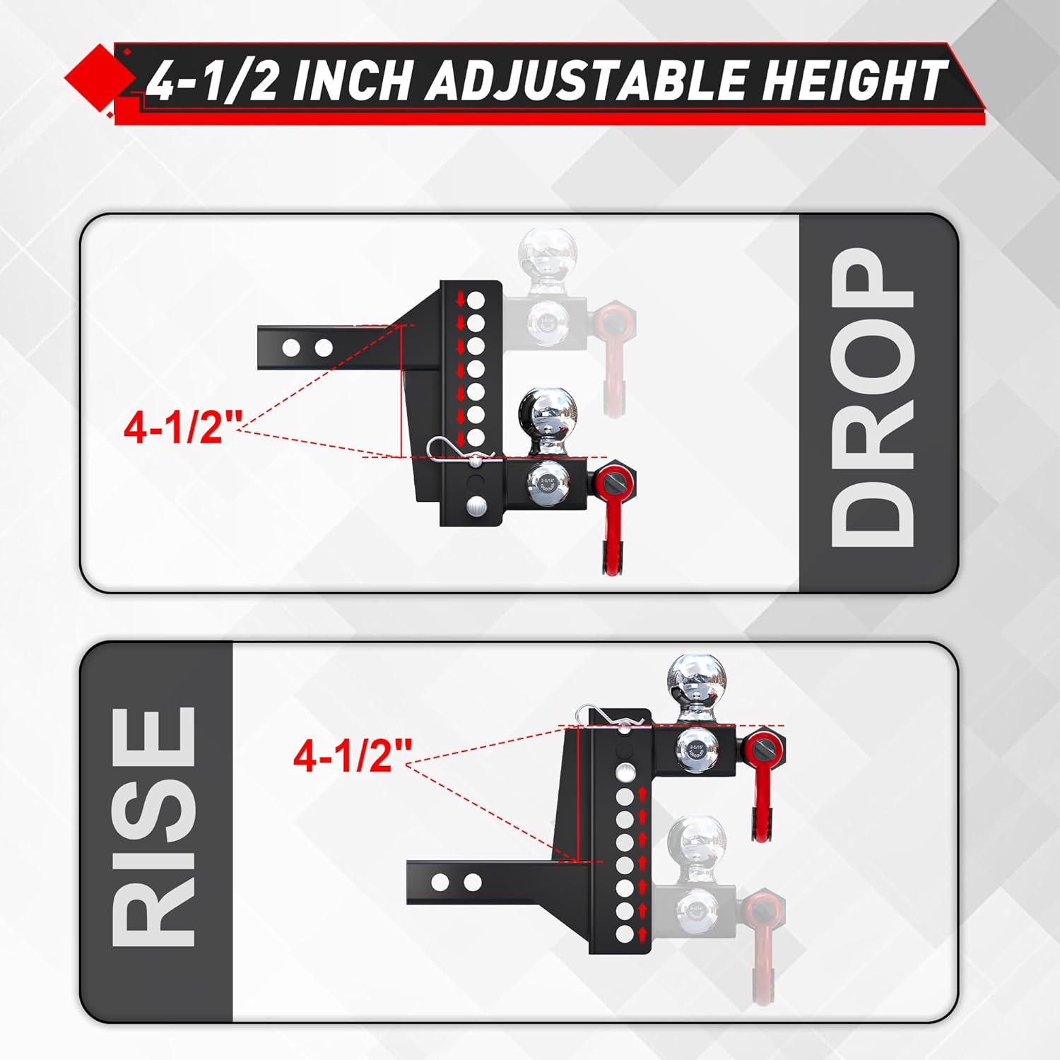 Thumbnail 4 de TYT Adjustable Tri-Ball Trailer Hitch 2-Inch Receiver