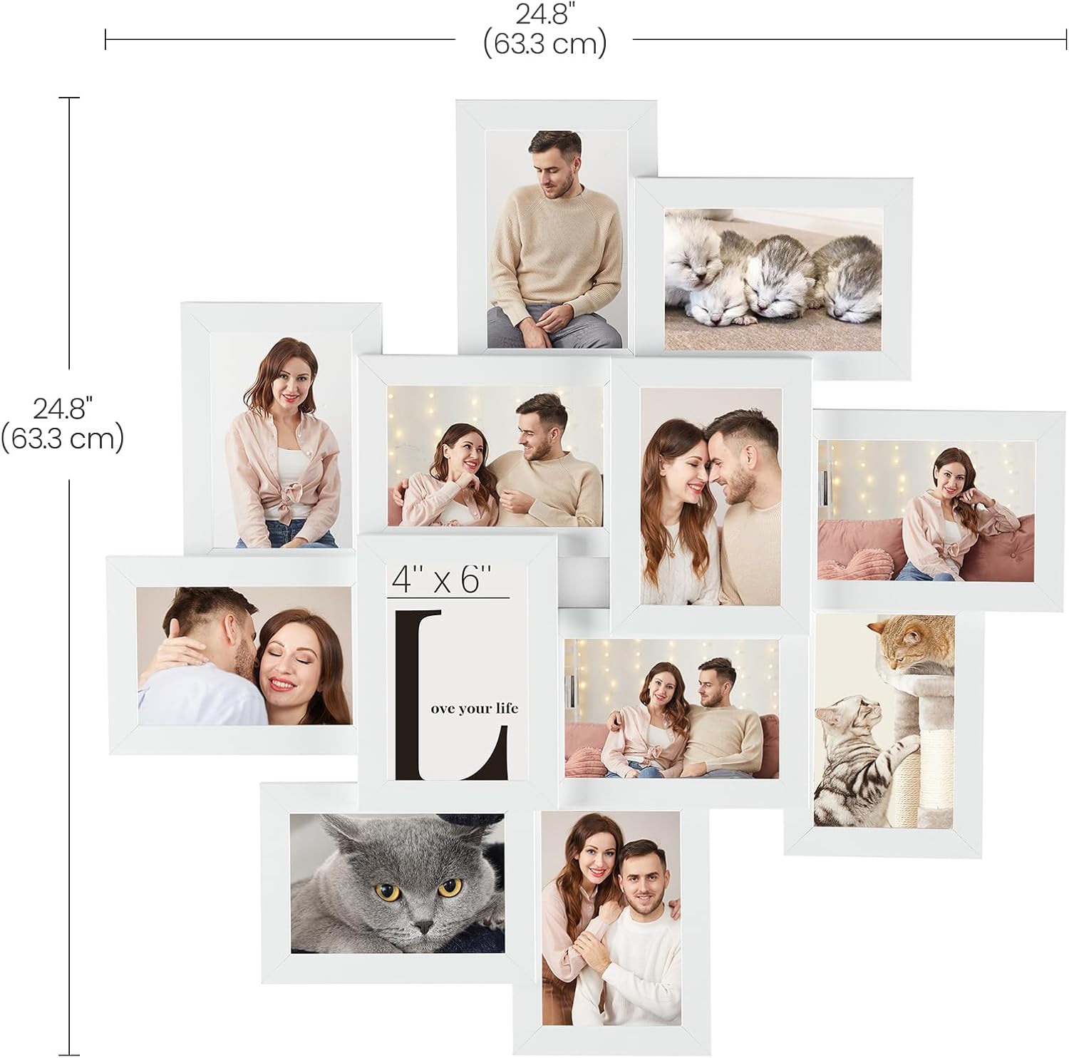 Thumbnail 2 de SONGMICS RPF22WT 12-photo 4x6 picture frame collage set (glass, wall-mounted)