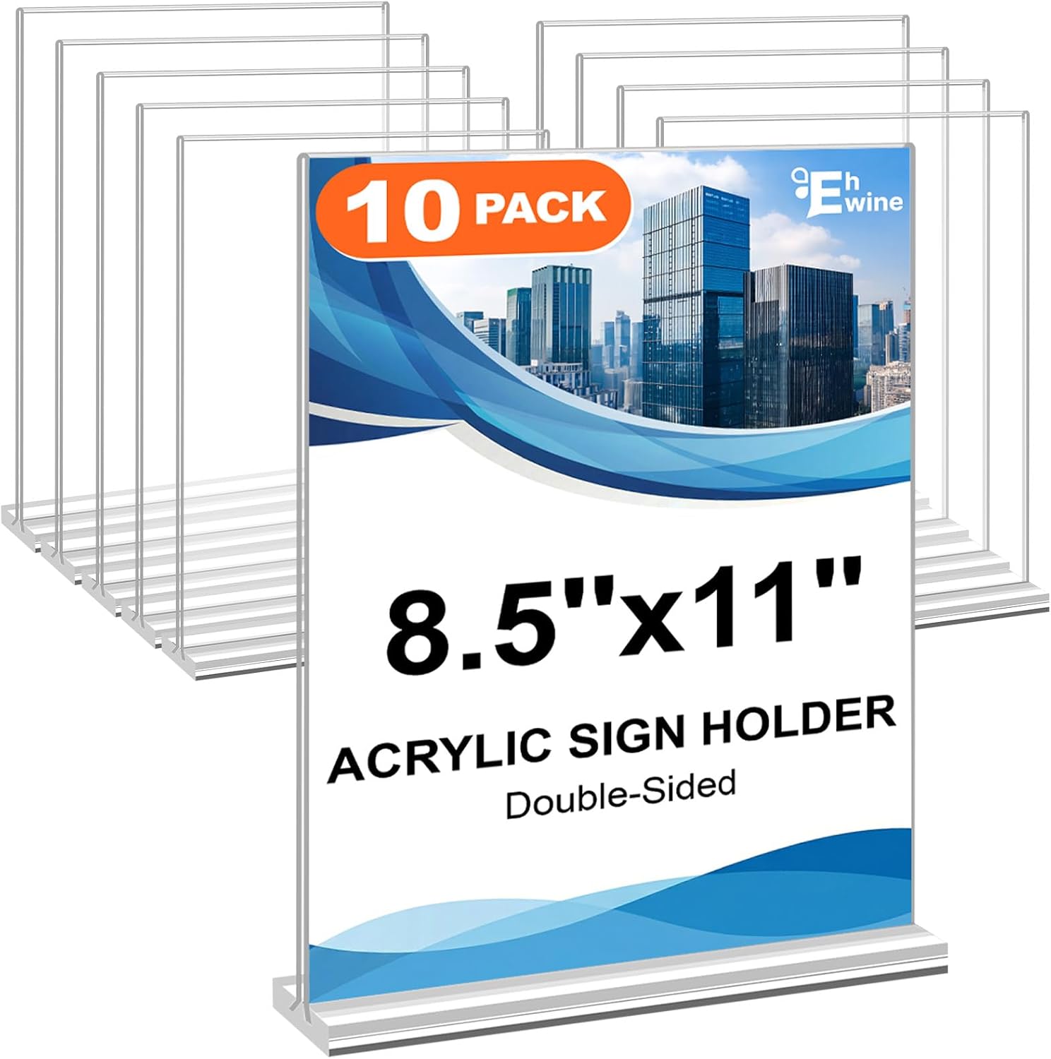 Detalle de EHWINE E04112751 Acrylic Sign Holders, 10-Pack, Double-Sided 8.5 x 11