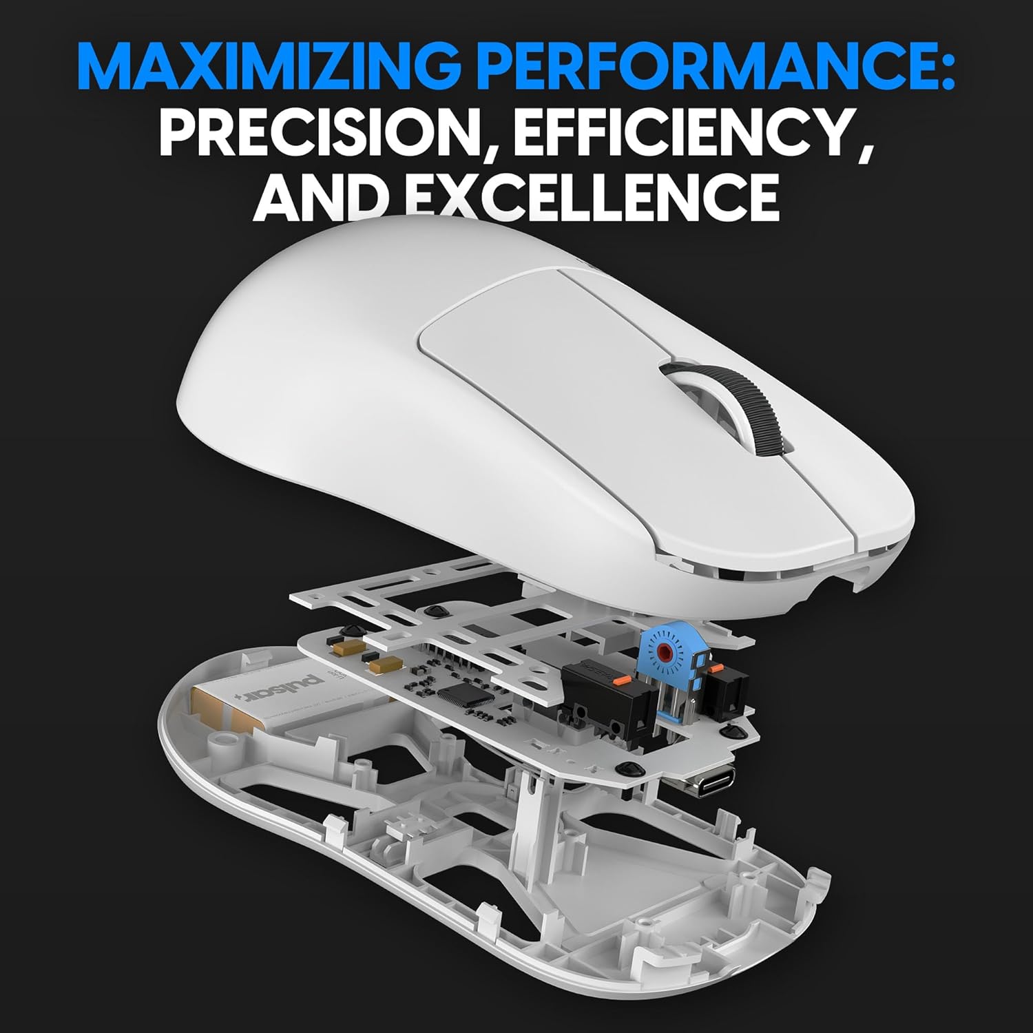 Detalle 2 de Pulsar Gaming Gears X2H Mini (Blanc) : souris légère à capteur PAW3395 et switches optiques