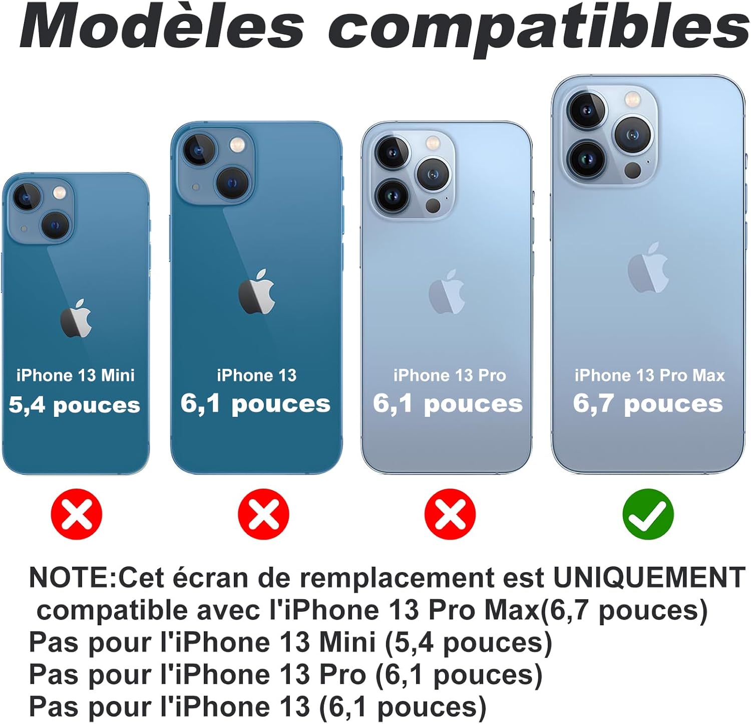 Thumbnail 1 de DIGI4U Écran LCD 6,7'' pour iPhone 13 Pro Max — Kit réparation complet