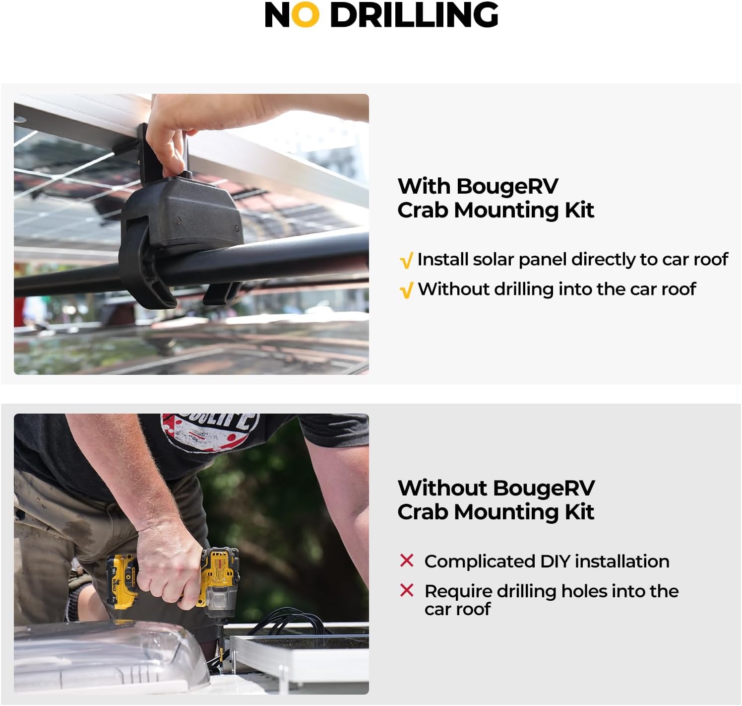 Thumbnail 4 de BougeRV Solar Panel Crab Mounting Kit for Cars with Cross Bars
