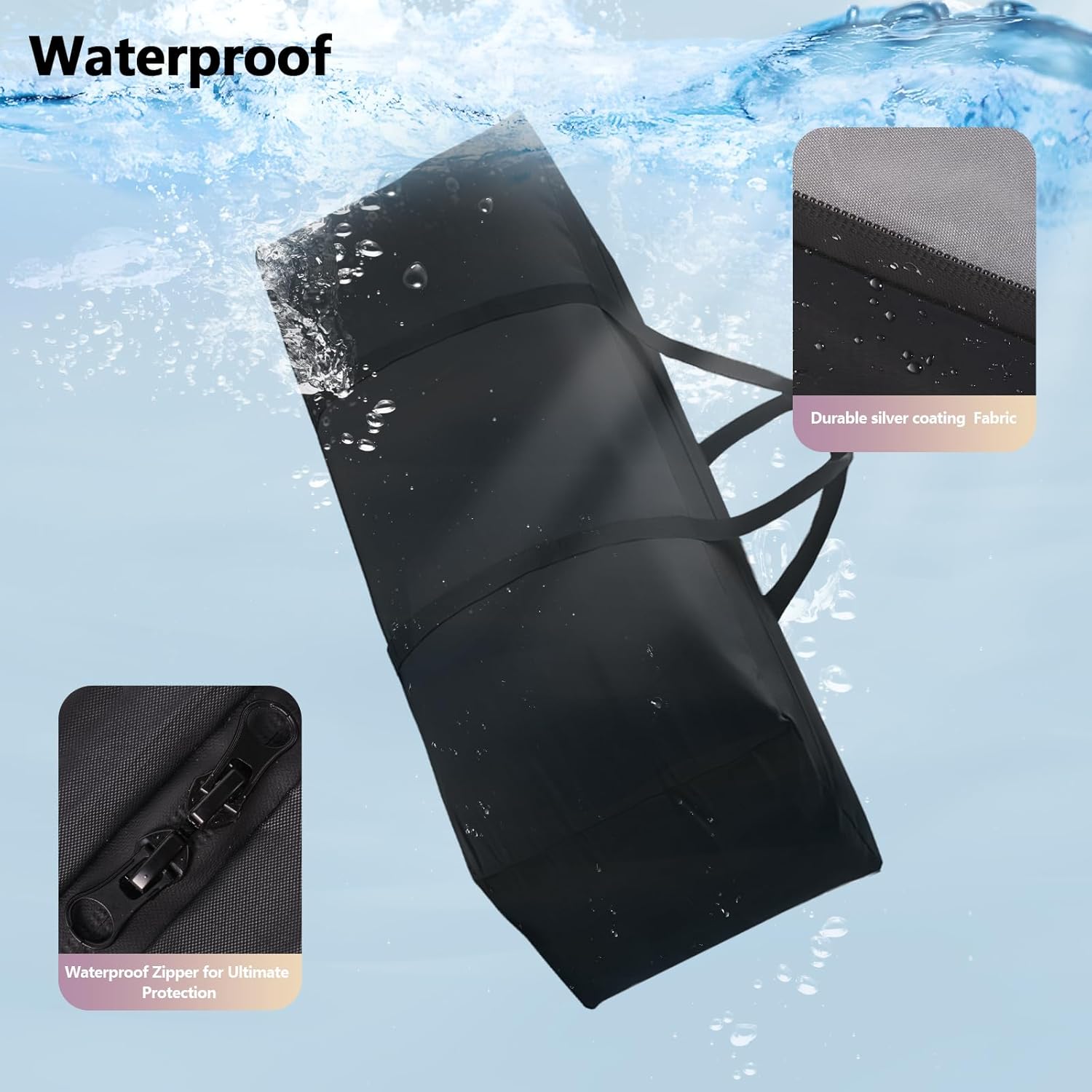 Detalle 2 de Waterproof Patio Cushion Storage Bag (173 × 51 × 76 cm) – heavy-duty Oxford cover with dustproof & UV protection