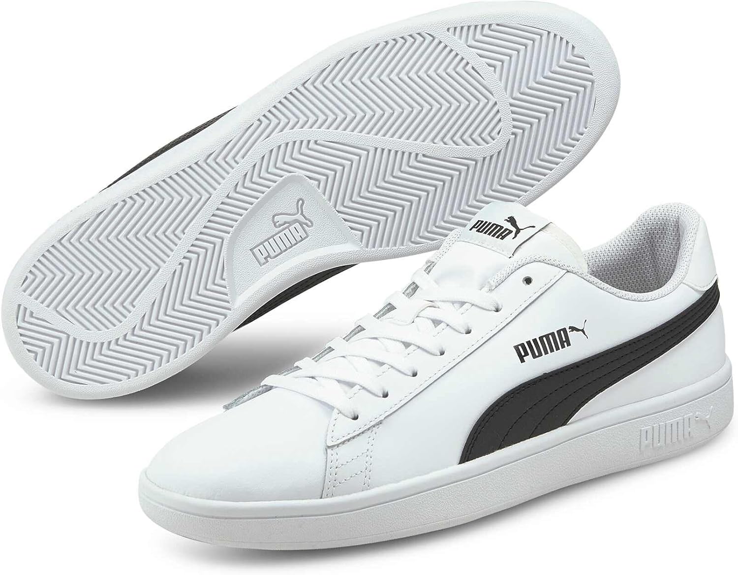 Detalle de PUMA Smash V2 L Sneakers Unisex da Adulto – Bianco/Black, 44 EU
