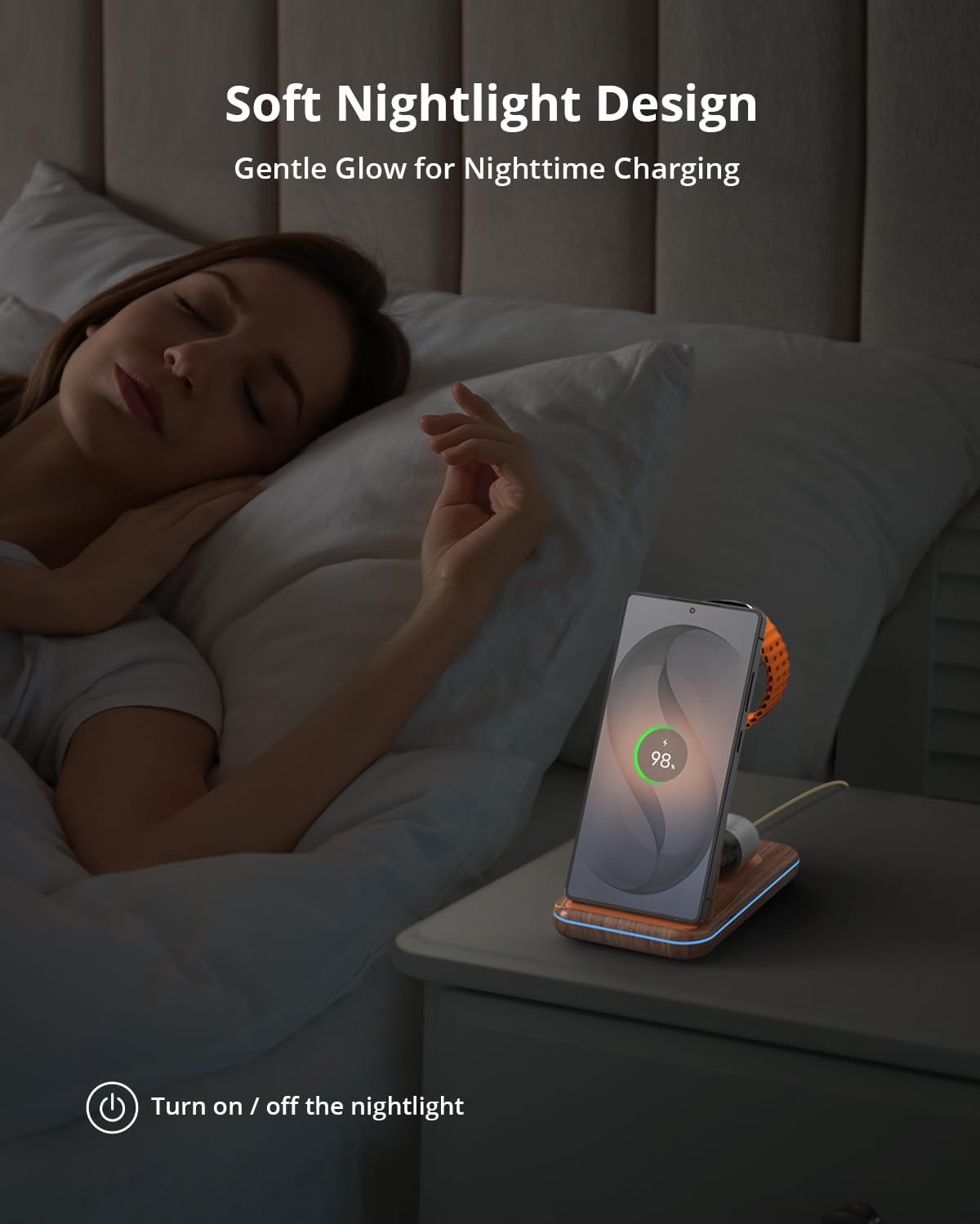 Detalle de JoyGeek 3 in 1 Wireless Charger for Samsung – Charging Station for Galaxy Phones, Watches, and Buds