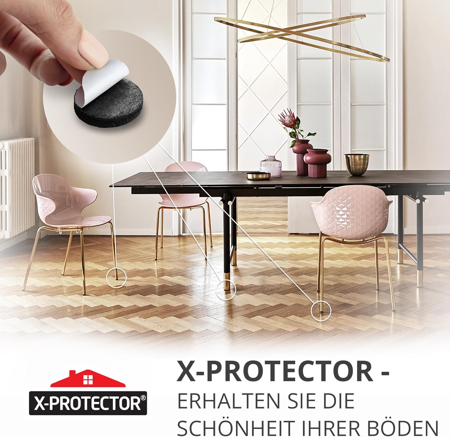 Detalle 2 de X-Protector Filzgleiter selbstklebend in Schwarz – 235 Stück Großpackung für Möbelgleiter