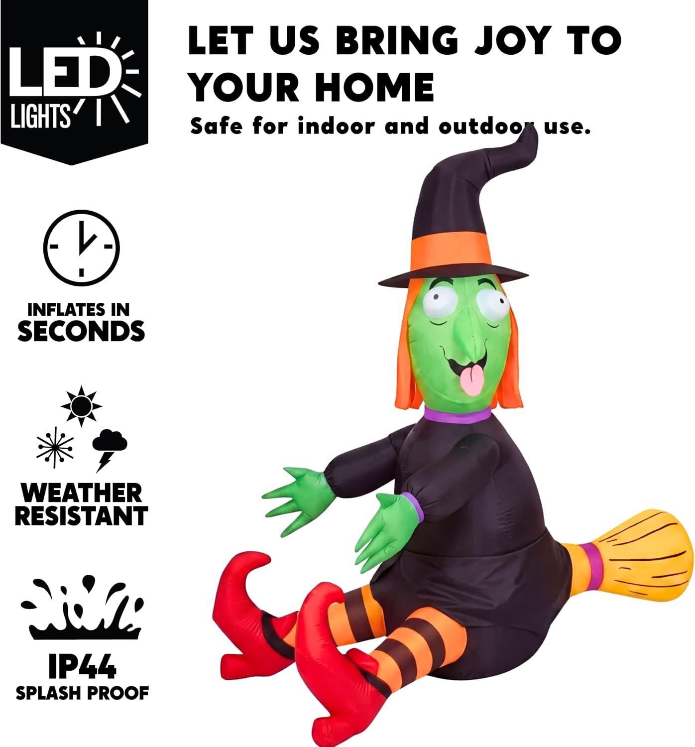 Detalle de Joiedomi 4 FT Halloween Inflatable Witch with Built-In LED Lights