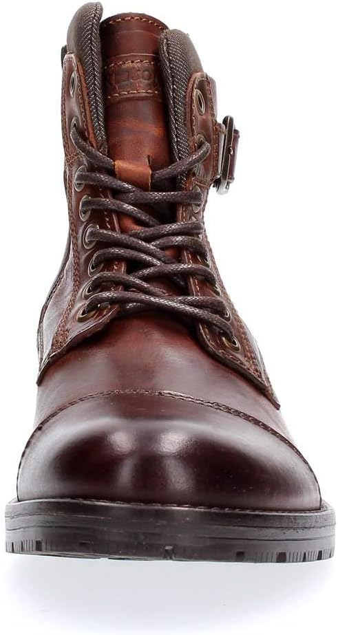 Detalle de JACK & JONES Jfwalbany : boots biker en cuir marron pour homme