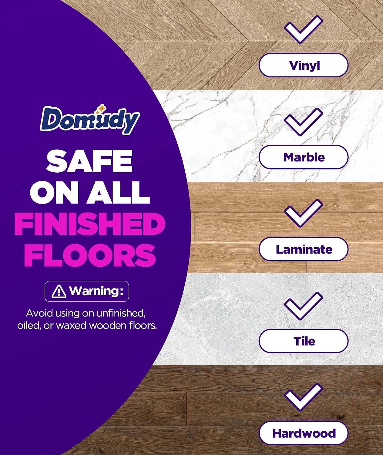 Detalle de Domudy 4-Layer Super Absorbent Mop Pad Refills for Swiffer WetJet – 60 Pack
