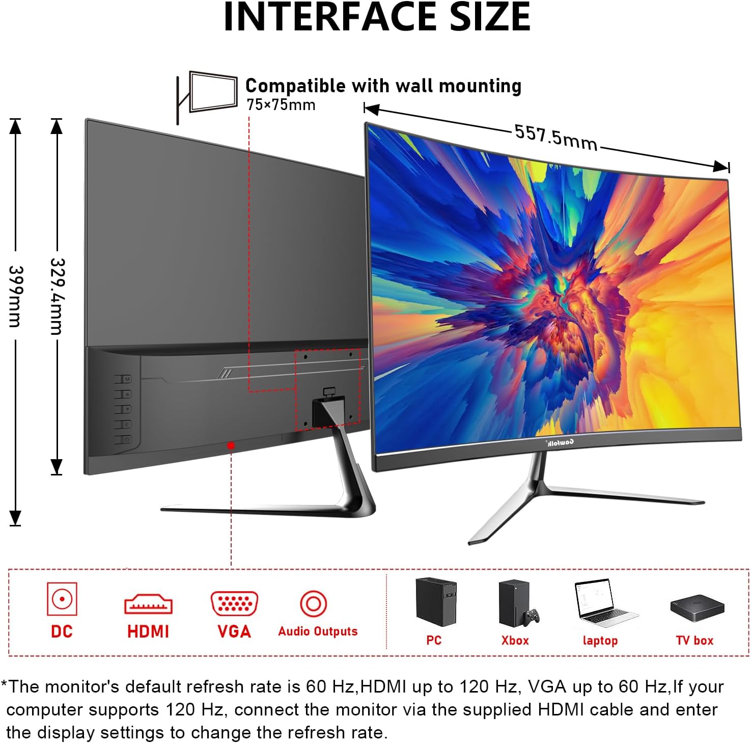 Thumbnail 5 de Gawfolk 24.5-inch curved 3000R gaming monitor with 120Hz & built-in speakers (VA, FHD, 1ms)