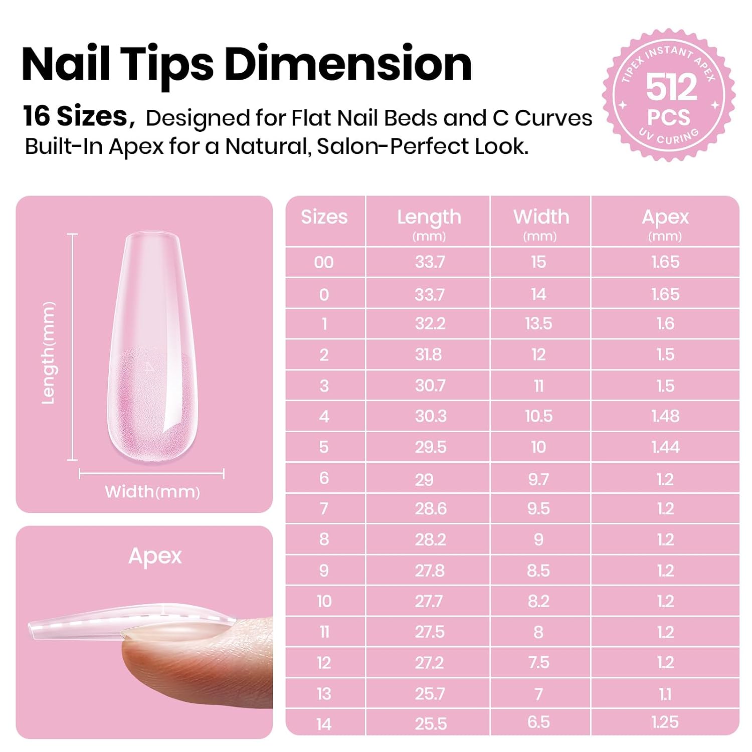 Thumbnail 5 de Beetles Tipex Lite Apex Nail Tips 512pcs