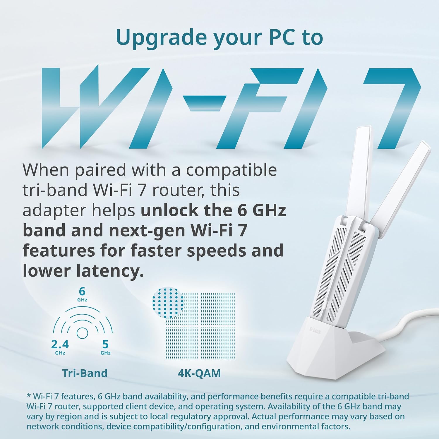 Detalle de D-Link BE6500 Tri-Band Wi‑Fi 7 USB 3.0 Adapter (AE65U)