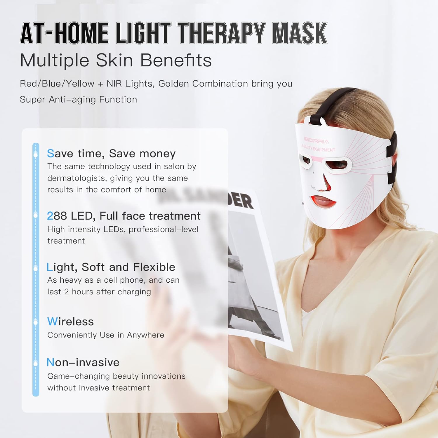 Thumbnail 4 de IBORRIA Máscara LED de Terapia Lumínica Facial 🌟