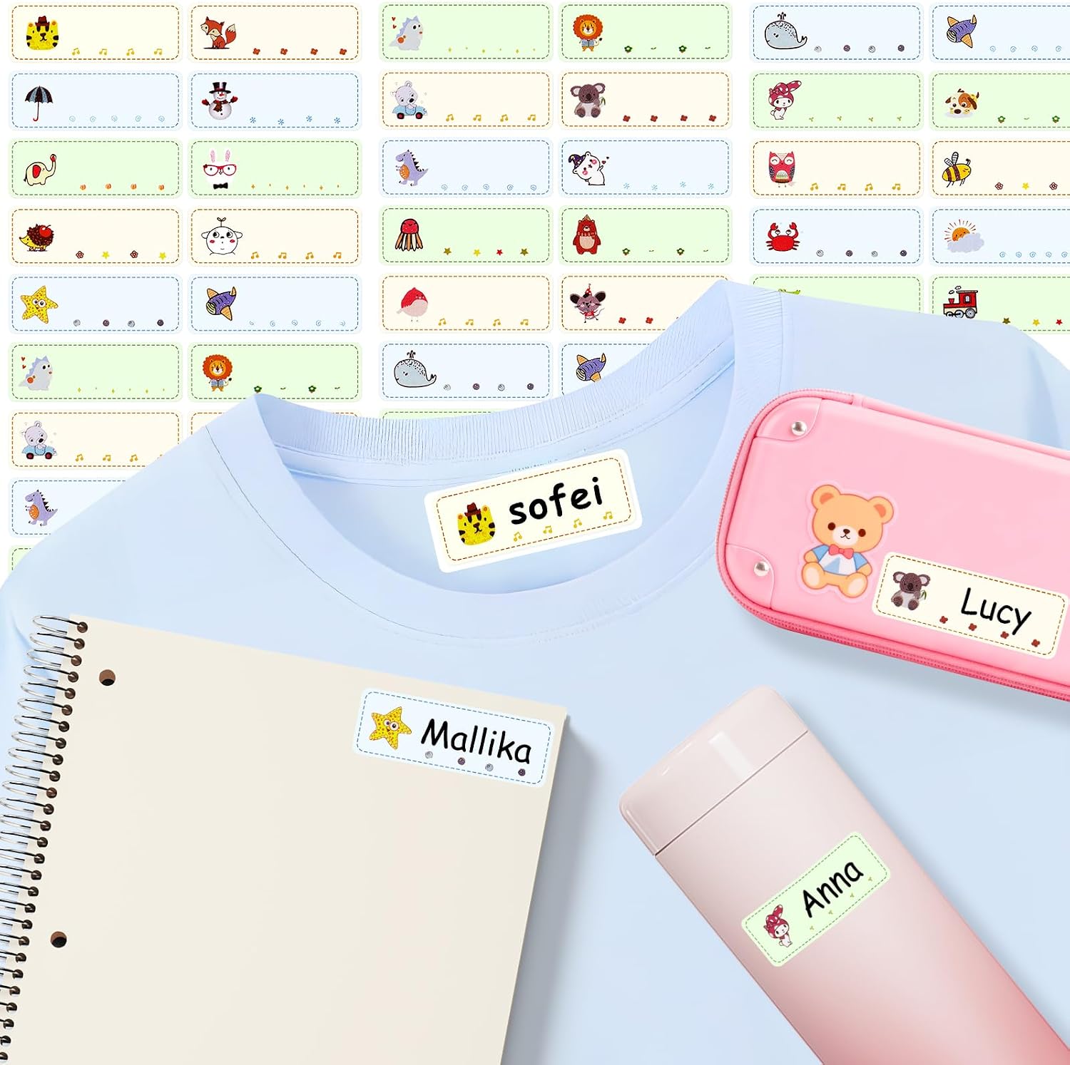Detalle de ANOMM 20649469031 naamstickers voor kleding, 90 stuks van PET