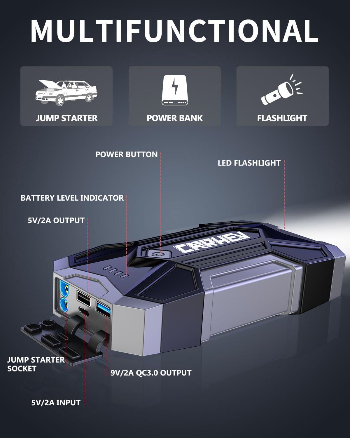 Thumbnail 4 de 4500A Jump Starter Power Pack 12V car booster pack