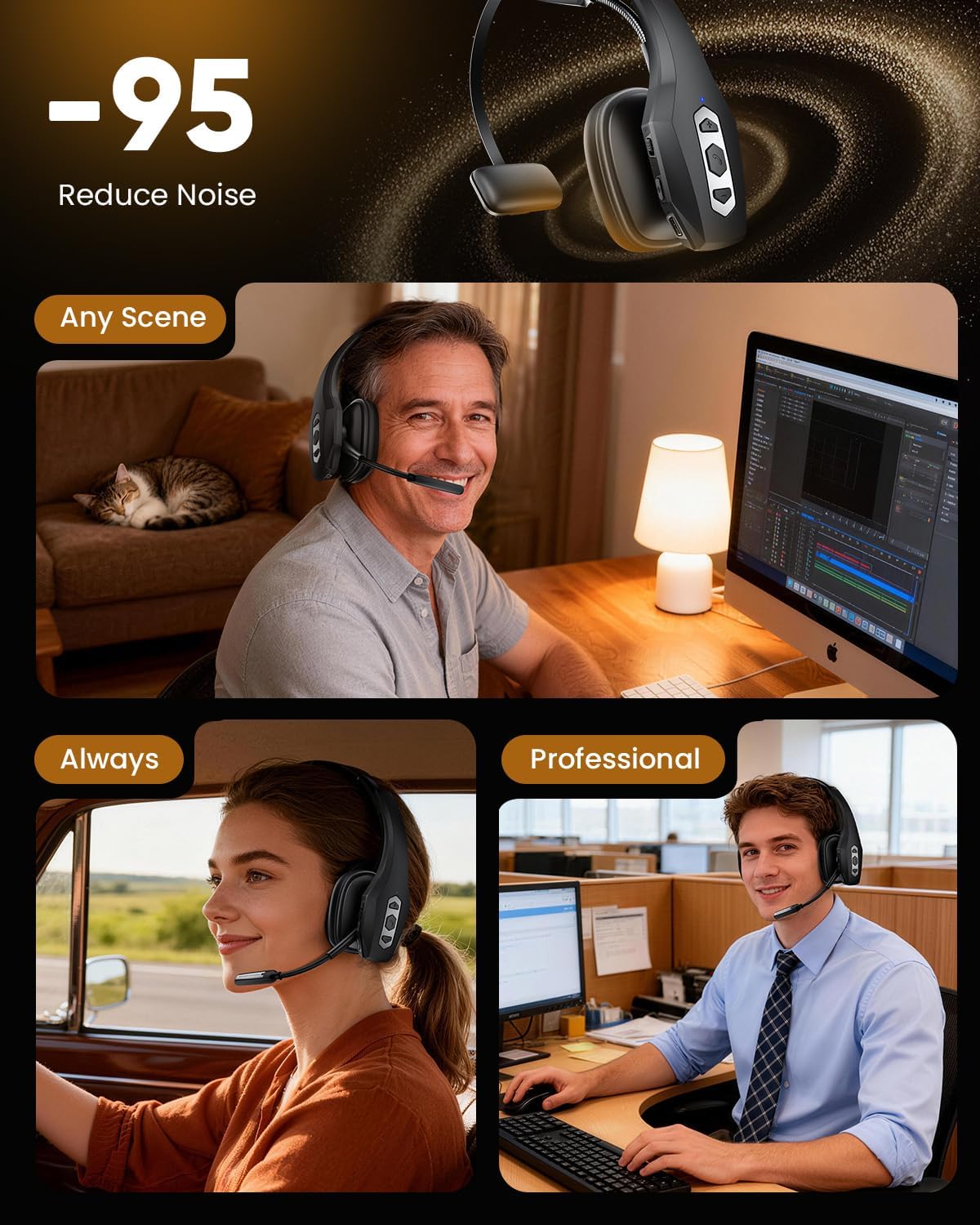 Detalle 2 de OTYHVV Trucker Bluetooth Headset with Charging Base