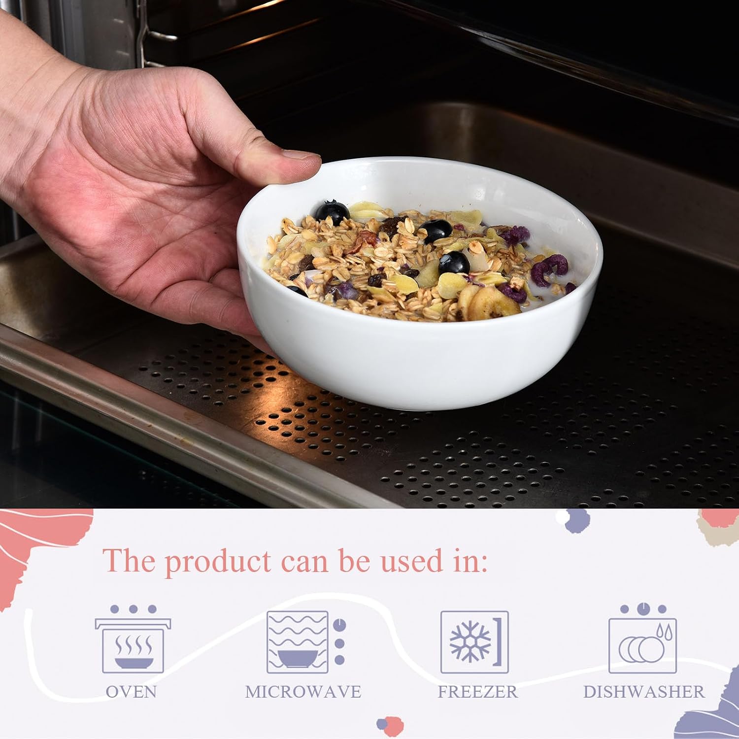 Thumbnail 6 de Miicol Bowl55 Porcelain Bowls, Set of 4, 590 ml, White, Microwave Safe
