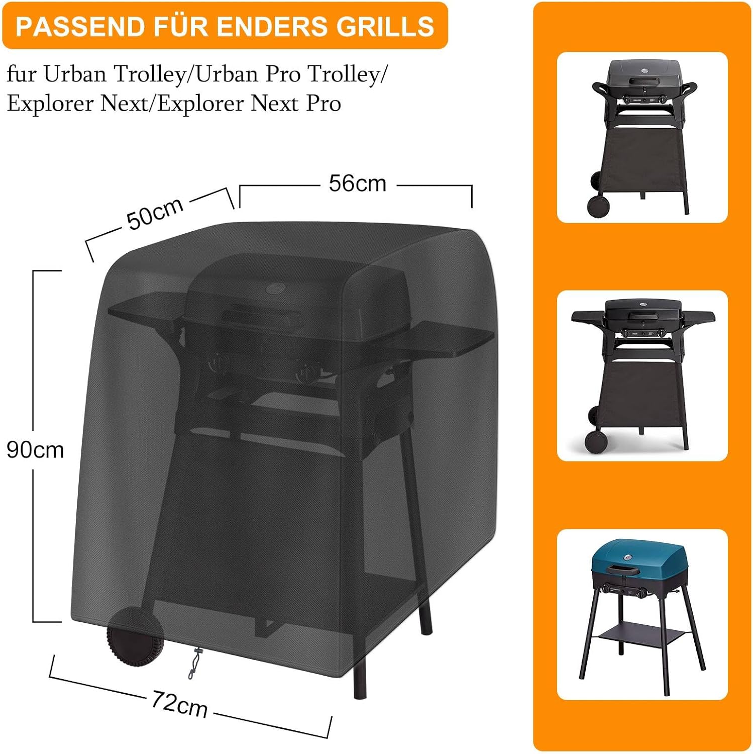 Detalle 2 de Raweao 278 – wodoodporny pokrowiec na grill gazowy, Oxford 500D, 72 × 56 × 90 cm