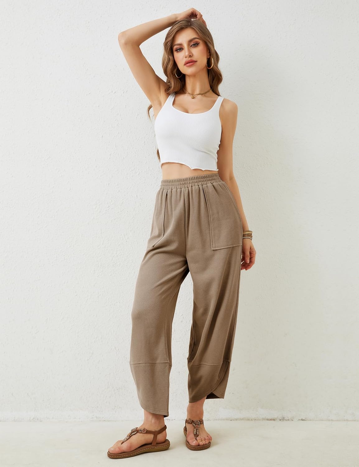 Thumbnail 1 de Himosyber Women Cotton Wide Leg Palazzo Pants