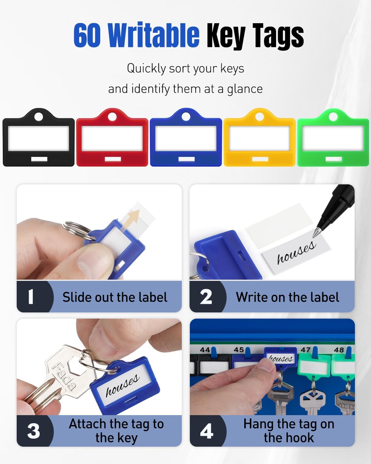 Thumbnail 4 de Uniclife 60 Keys Key Lock Box with Code and Backup Key – Wall Mount, Blue