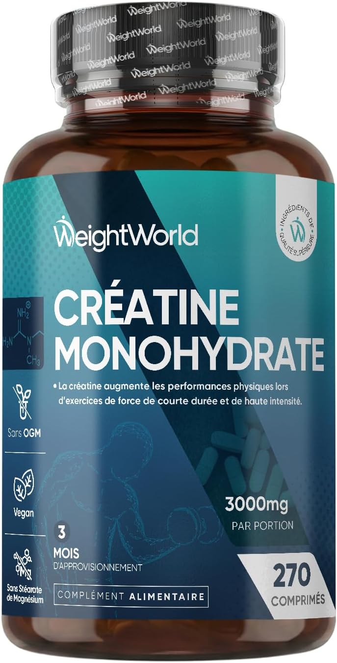 Creatine Monohydrate 270 comprimés — 3000 mg par portion 💊