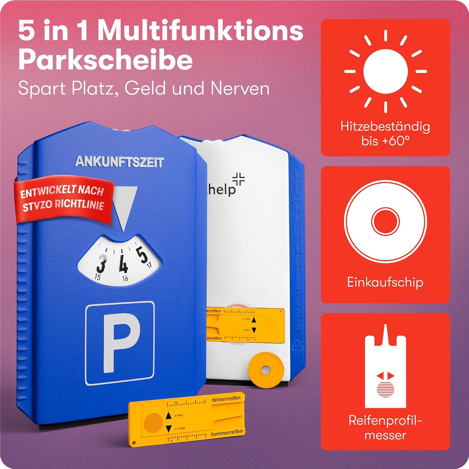 Detalle 2 de PURAHELP 5-in-1 Parkscheibe 2er Set