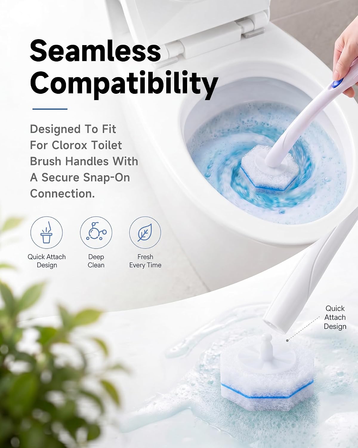 Thumbnail 1 de 80 Count Toilet Wand Refills for Clorox: 5X Cleaning Power & No-Fall-Apart Design