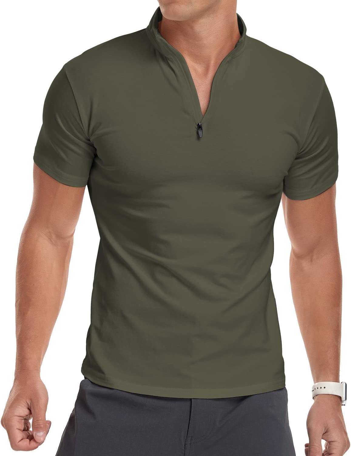 Thumbnail 6 de KUYIGO Men's Long & Short Sleeve Polo Shirts 1/4 Zip – Slim Fit Cotton Casual Top