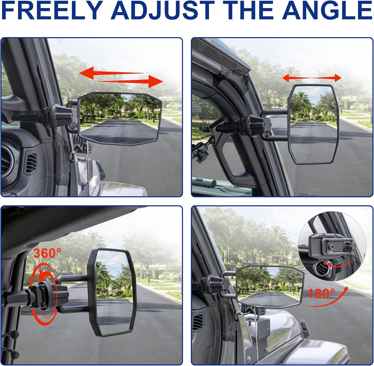 Detalle de GEVINFA Upgrade Mirrors Doors Off for Jeep Wrangler JL/JLU and Gladiator JT (2018-2023) with Quick Release and Stable Ball Head
