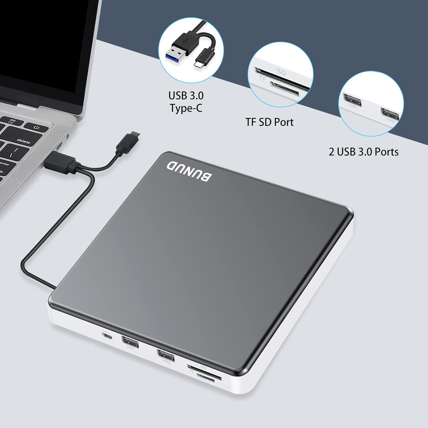 Thumbnail 4 de BUNUD External CD DVD Drive USB 3.0 Type-C