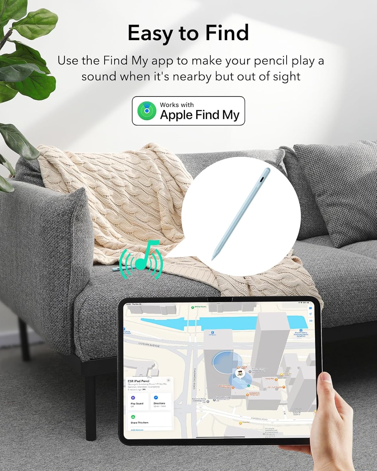 Detalle de ESR Geo Digital iPad Pencil – Find My compatible, with handy shortcuts and tilt sensitivity