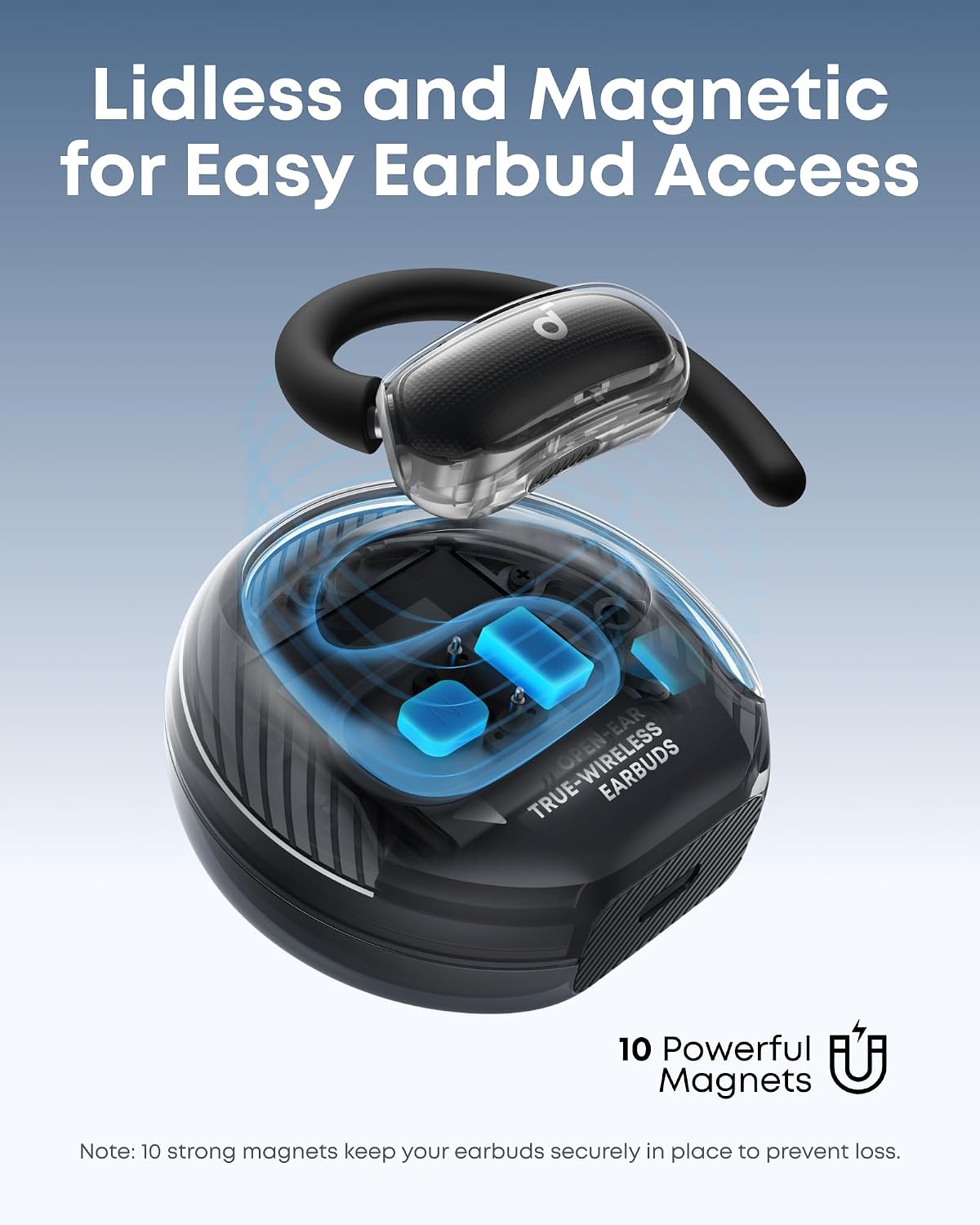 Detalle de Anker soundcore V40i open-ear earbuds 21h playtime
