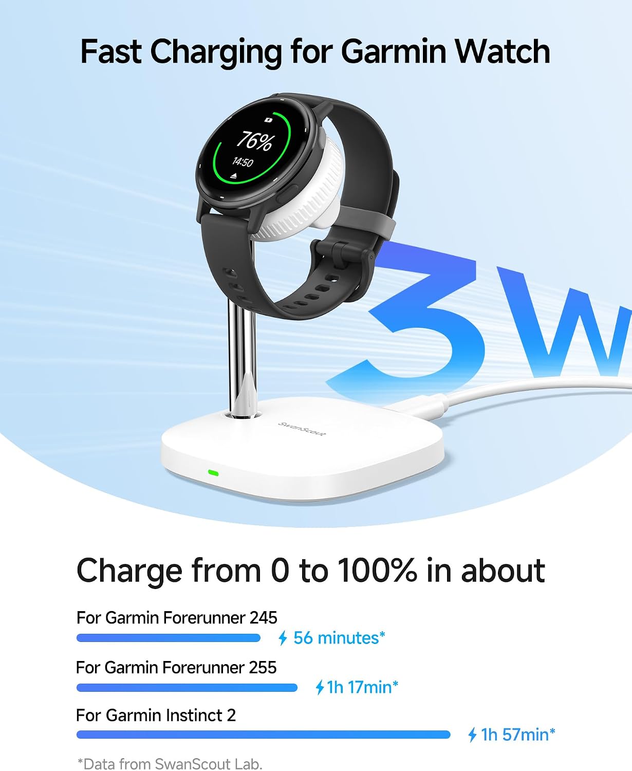 Thumbnail 2 de SwanScout 505GM white vertical charging stand for Garmin watches