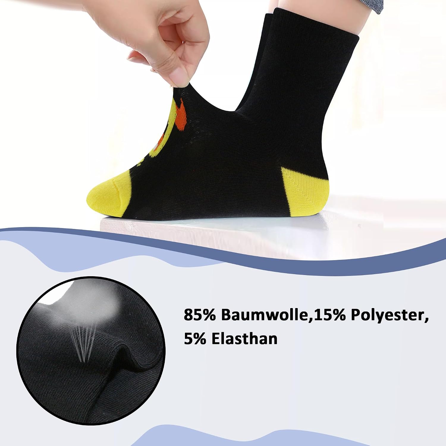 Detalle de Uizuooy Kinder Sportsocken (31–34) aus Baumwolle, atmungsaktiv & unisex – 12 Paar
