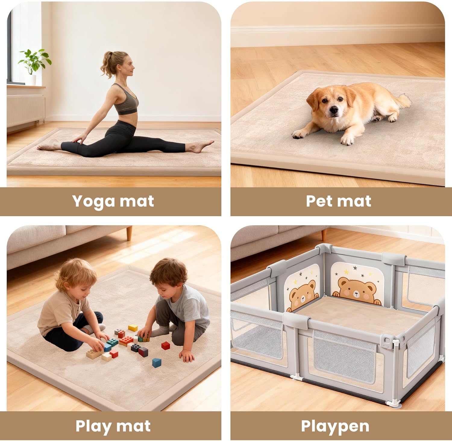 Thumbnail 6 de ACOMOPACK Baby Play Mat (3.5cm thick memory foam) – Coral Velvet Activity Rug for Tummy Time, 100×150cm