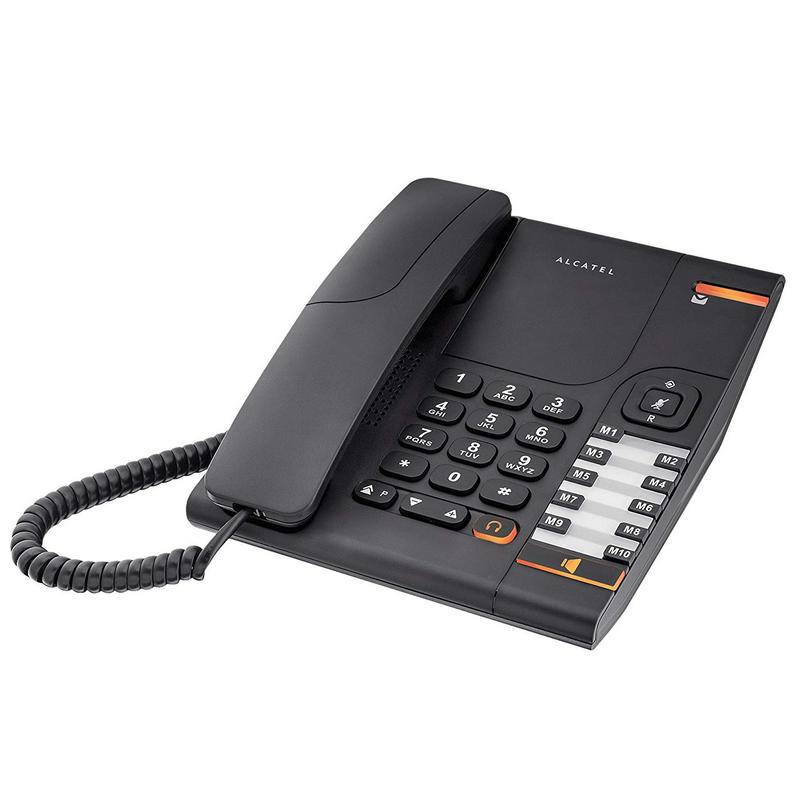 Detalle de Alcatel Temporis 380: Teléfono fijo negro, 10 memorias directas y modo manos libres