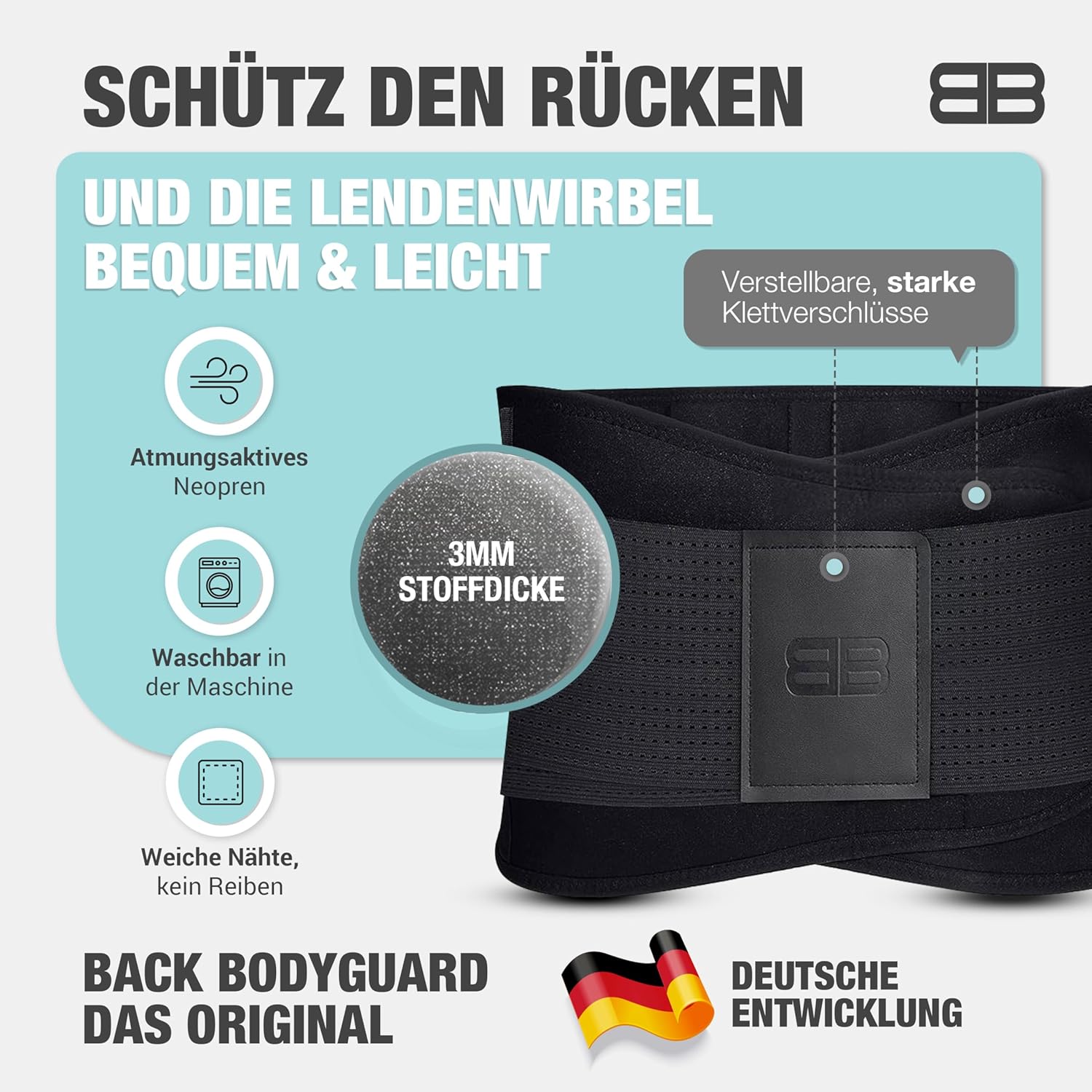 Thumbnail 1 de BACK BODYGUARD Rückenstützgürtel für Herren & Frauen (Nierengurt/Ortho-Gürtel) – Schwarz, M