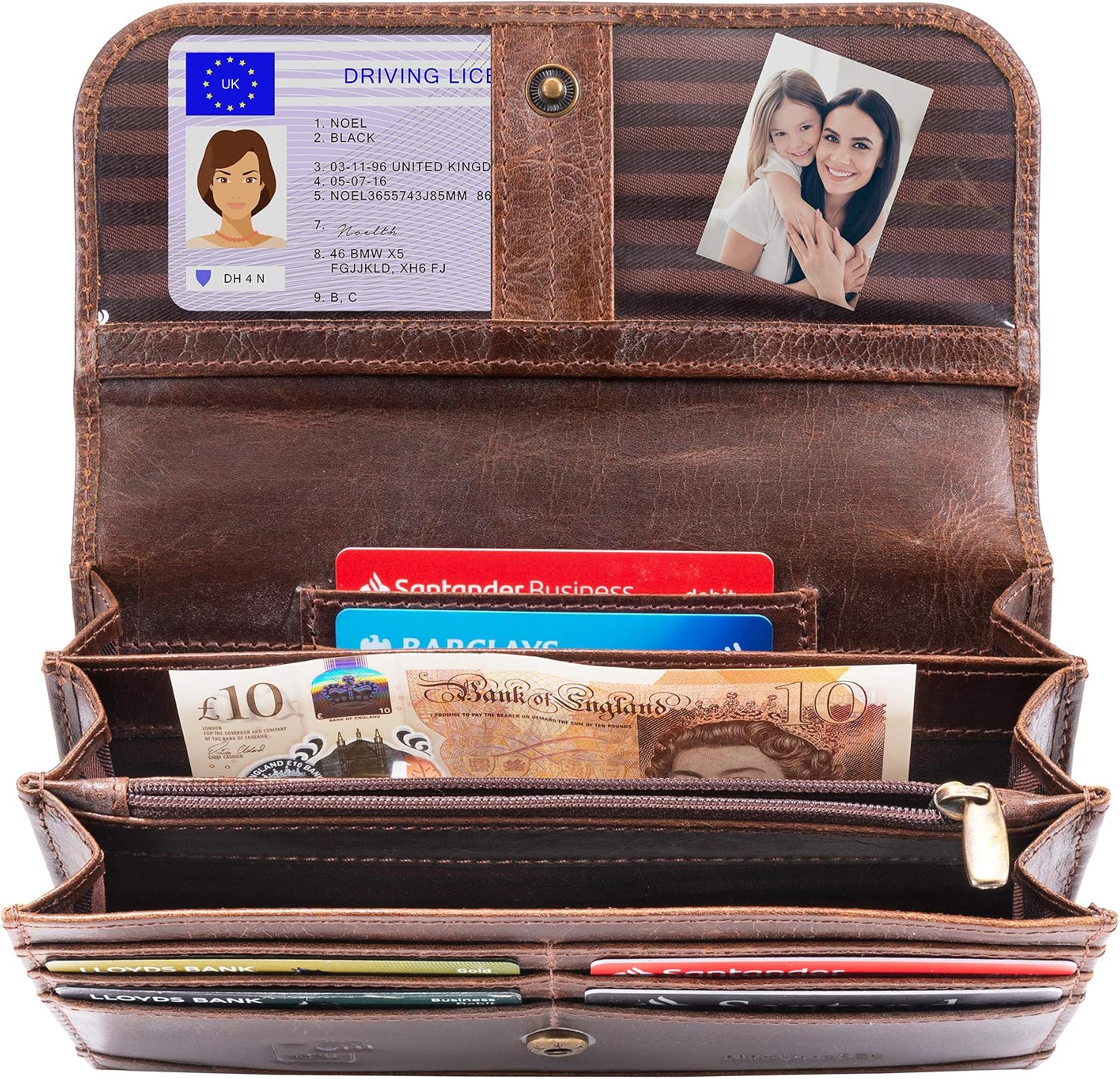 Detalle de moonster Leder Portemonnaie Damen 20 x 10 x 3 cm