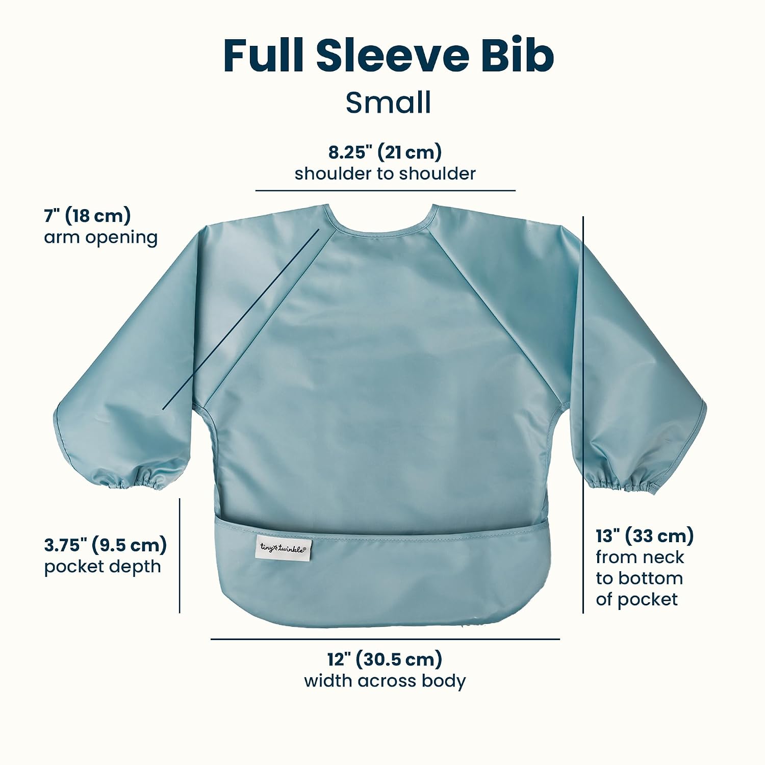Detalle de Tiny Twinkle Long Sleeve Bib, 2-Pack Waterproof Smock, Slate Olive, 6–24M