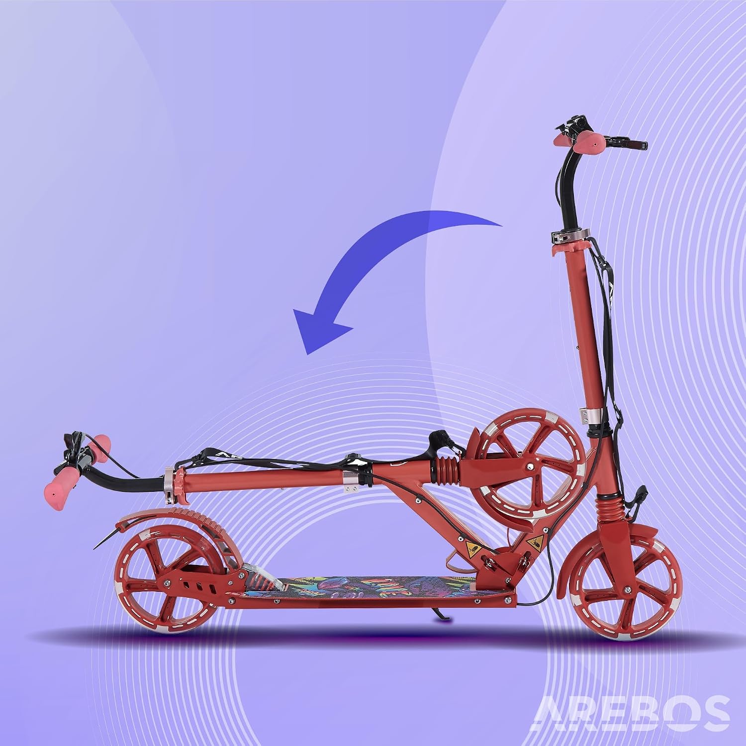 Thumbnail 6 de Arebos Cityroller Tretroller LED höhenverstellbar