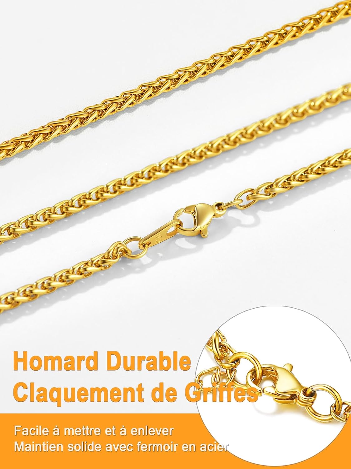 Detalle 1 de Chaîne homme U7 acier inox 3 mm