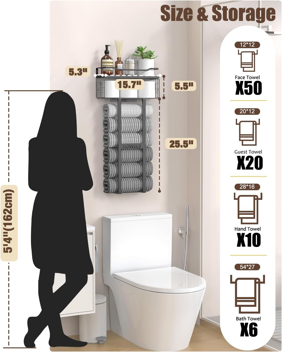 Thumbnail 1 de Aetyord 31-inch wall towel rack with shelf
