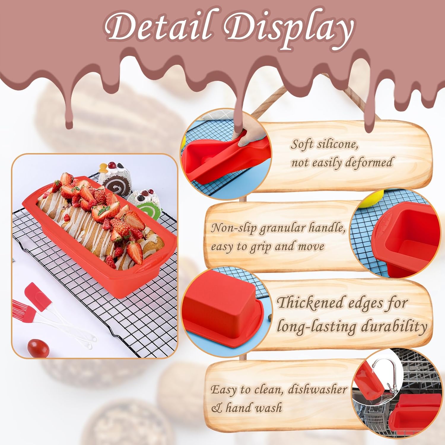 Detalle 2 de CRITIVE-S Silicone Bread Loaf Tin Set (2 Pieces) with Oil Brush & Spatula